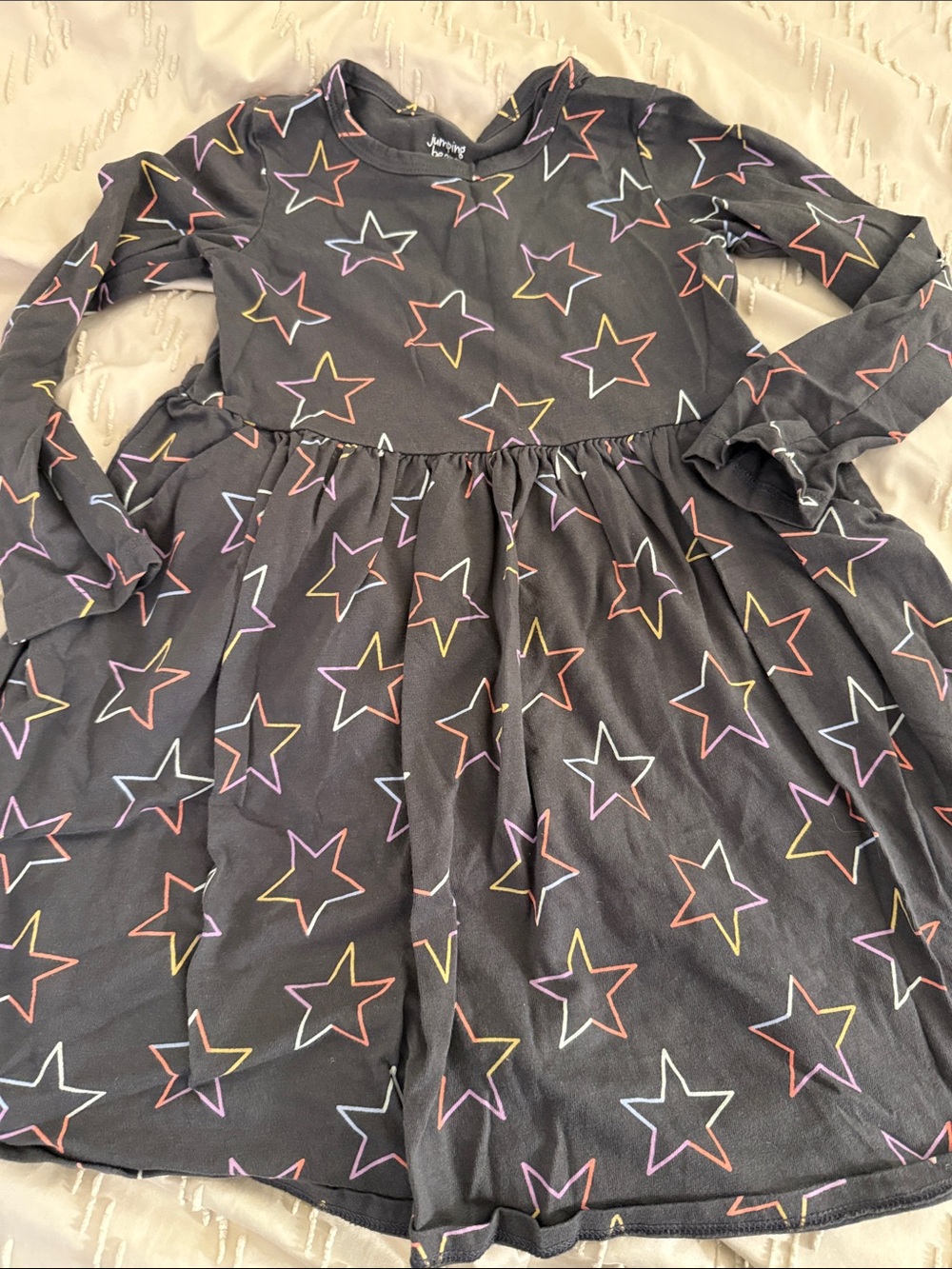 Charcoal Grey Jumping Beans Toddler Dress with Rainbow Stars